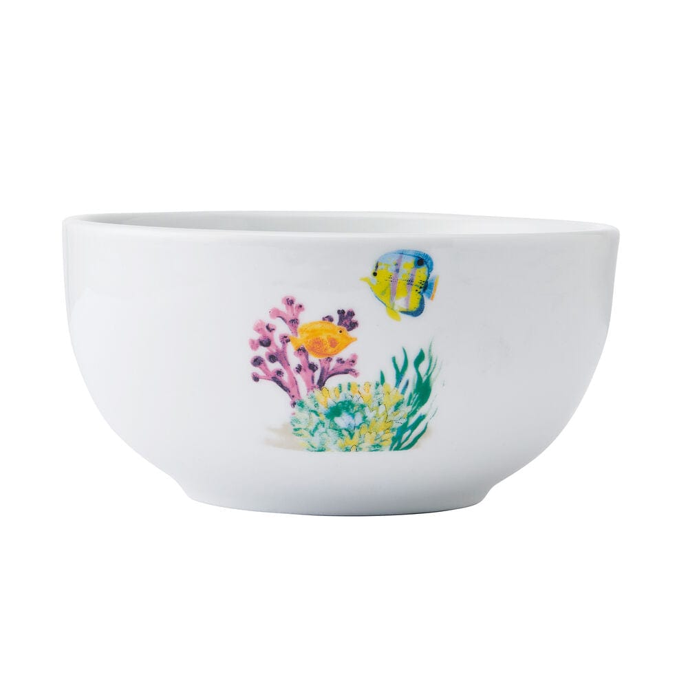 Stacked ocean-themed tableware showcasing vibrant marine designs