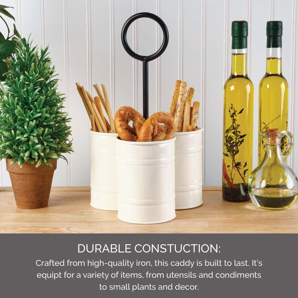 Elegant flatware holder for dining table, featuring organized cutlery and condiment containers