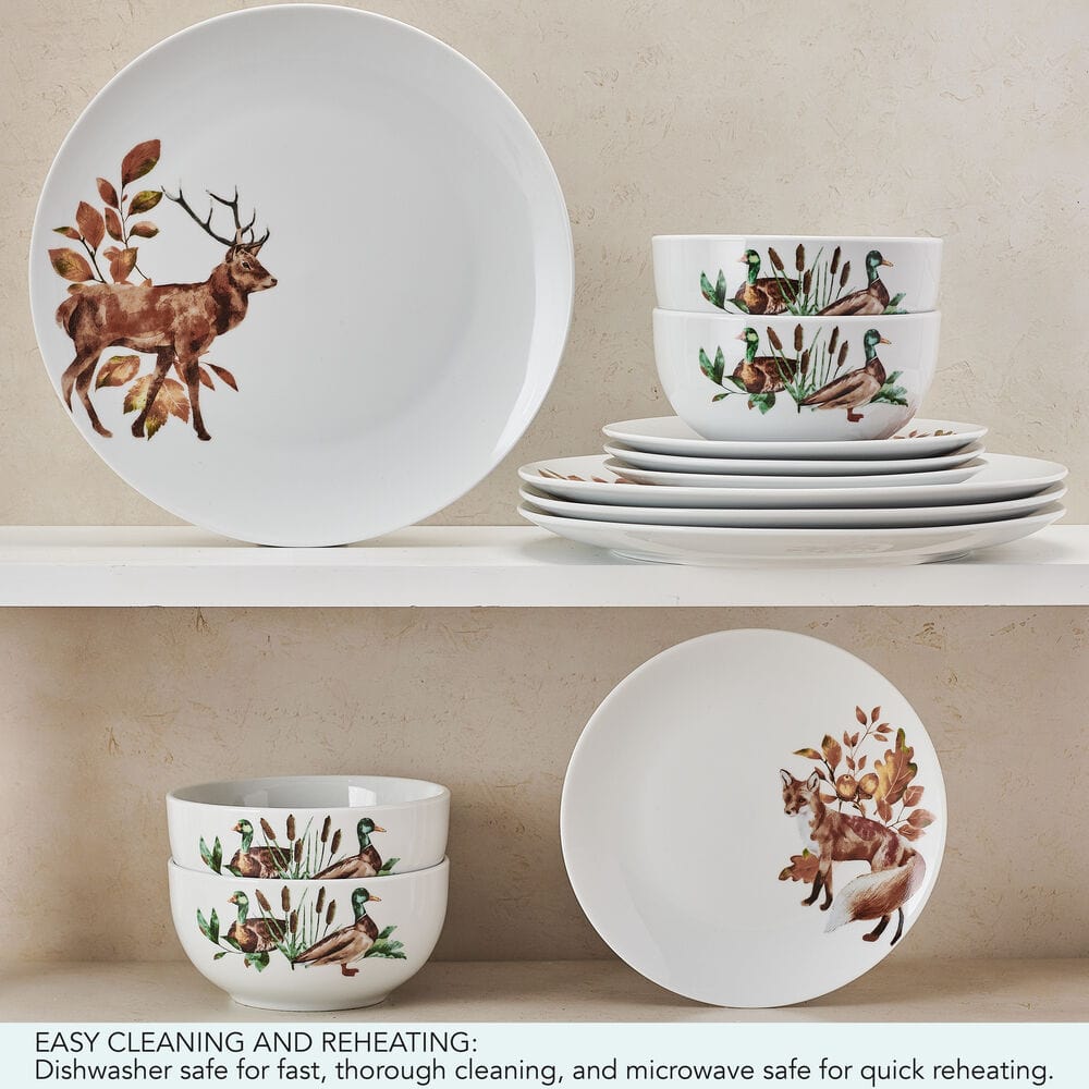 Family enjoying meal with nature-inspired ceramic dinnerware set