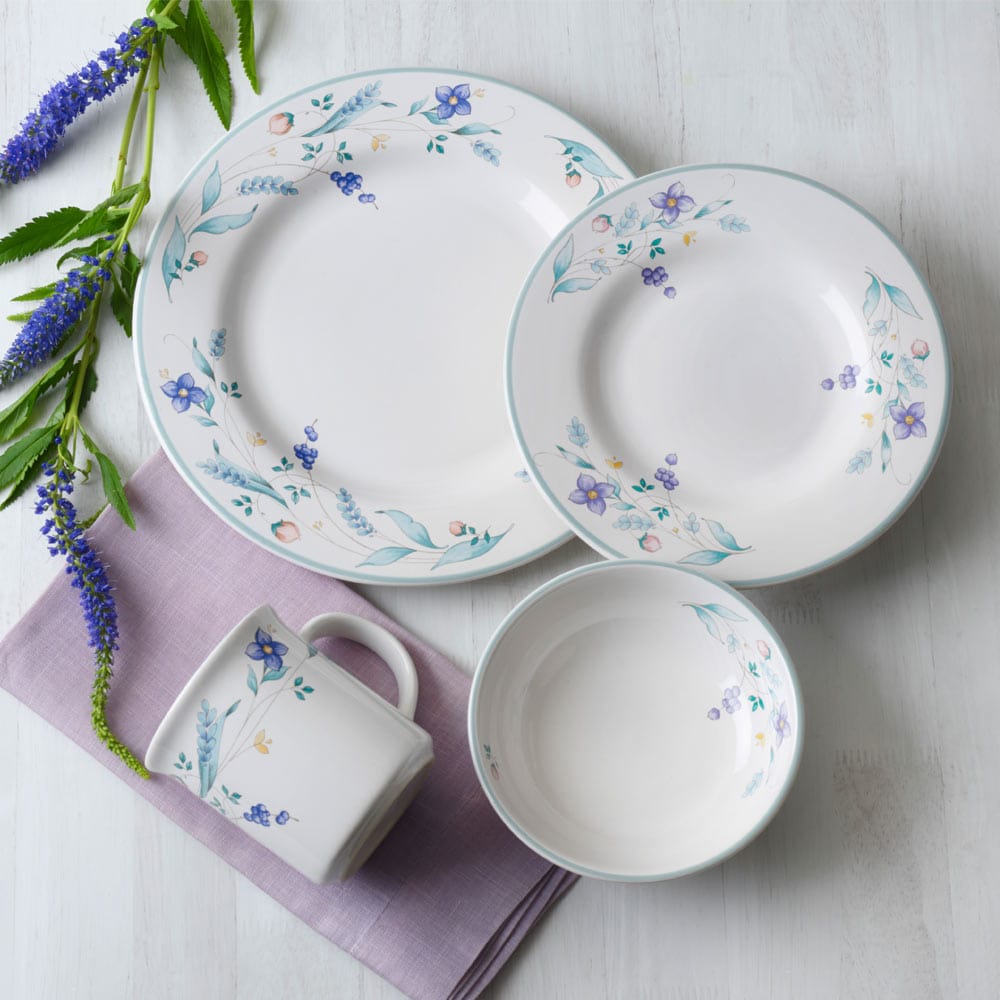 Dinnerware set arranged for a dinner party, showcasing durability and style