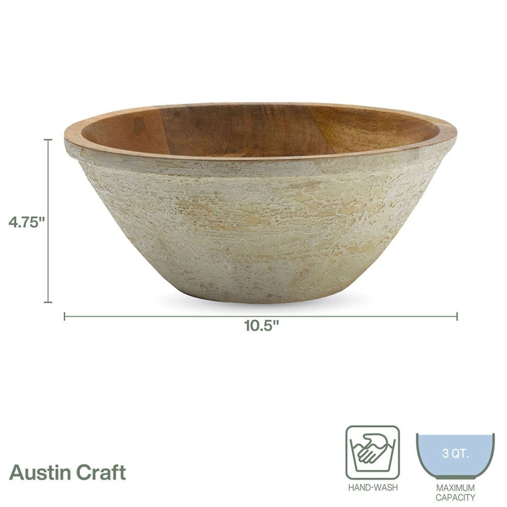 Front view of the large serving bowl filled with salad for a family dinner