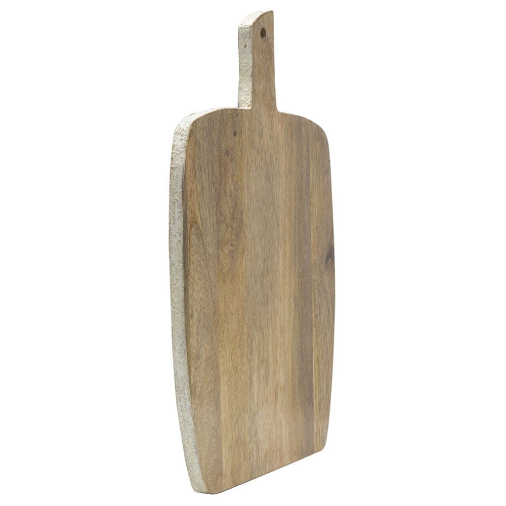 Close-up of the mango wood cheese board highlighting its craftsmanship and design