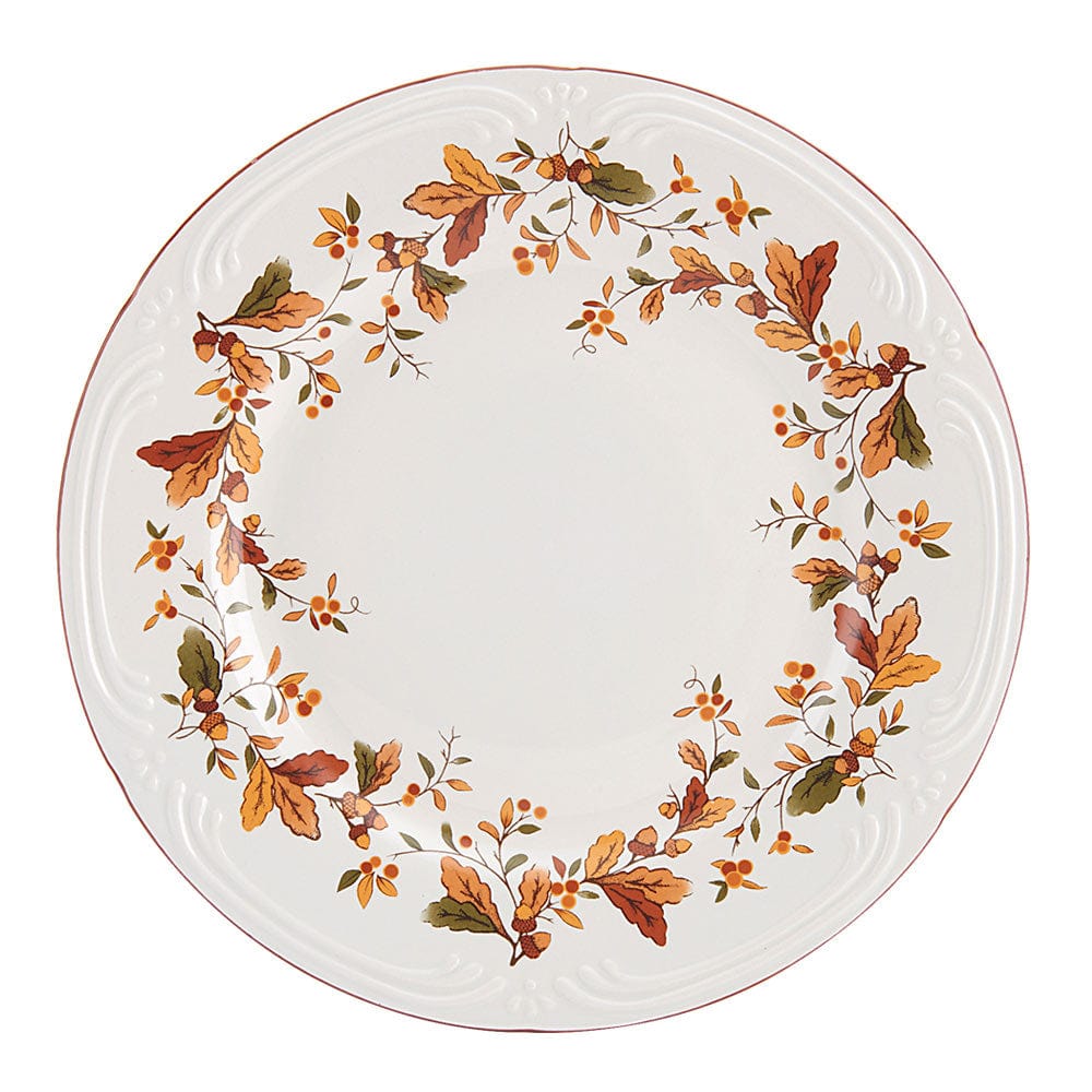 Close-up of the Autumn Berry stoneware dinnerware showcasing its vibrant design.