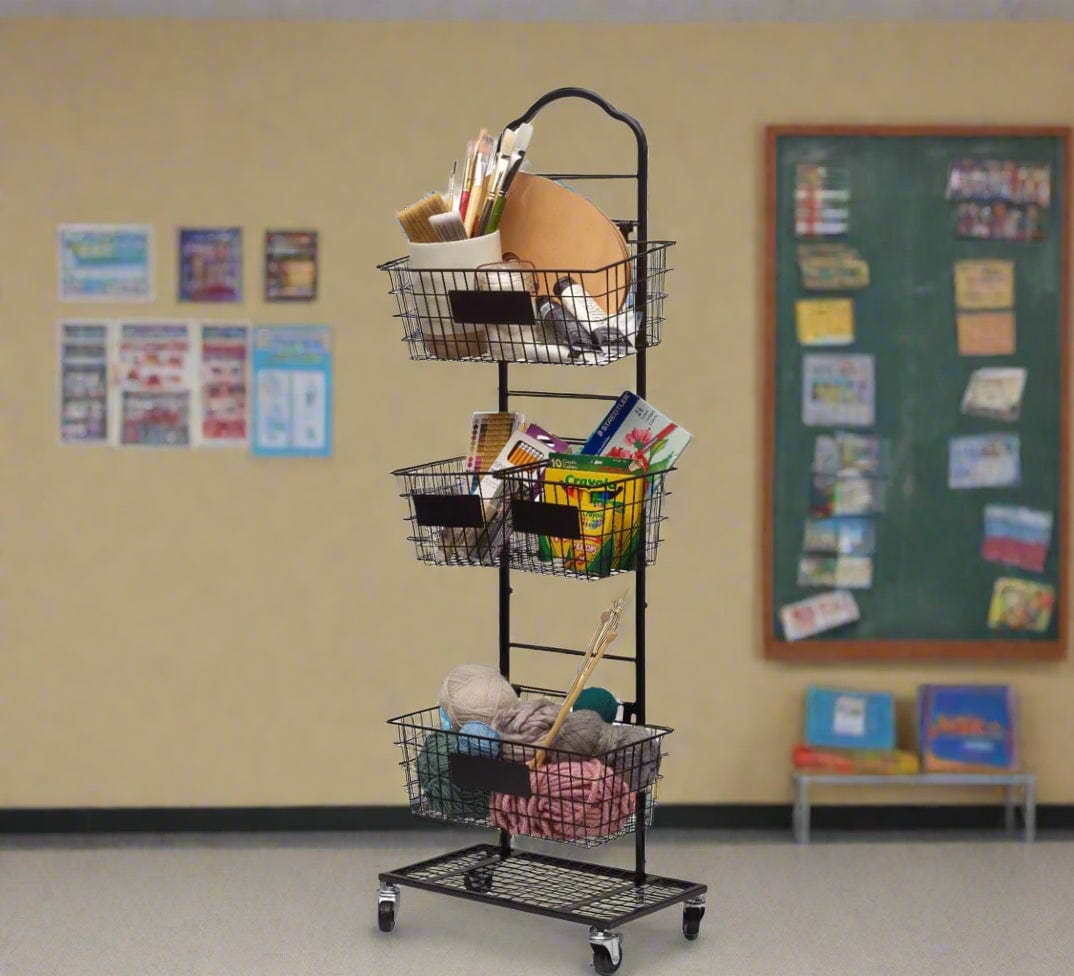 Close-up of adjustable storage rack with chalkboard labels in a modern kitchen