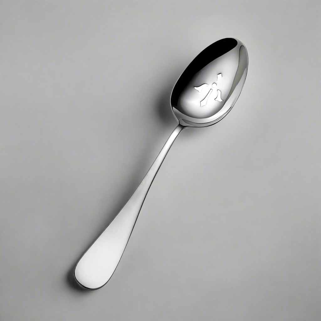 Close-up of the premium stainless steel pierced tablespoon showcasing its design and shine.
