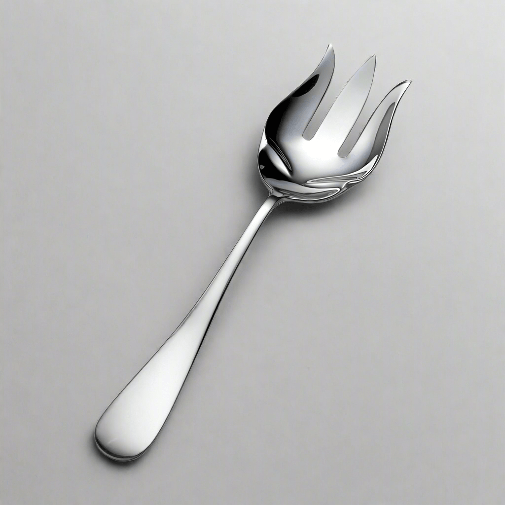 Elegant stainless steel salad serving fork showcasing its sleek design.