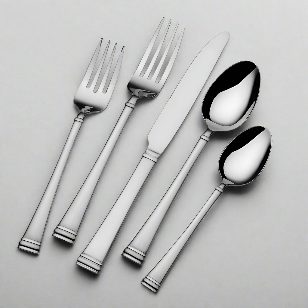 Beckham 20 piece flatware set displayed on a dining table, showcasing the elegant design.