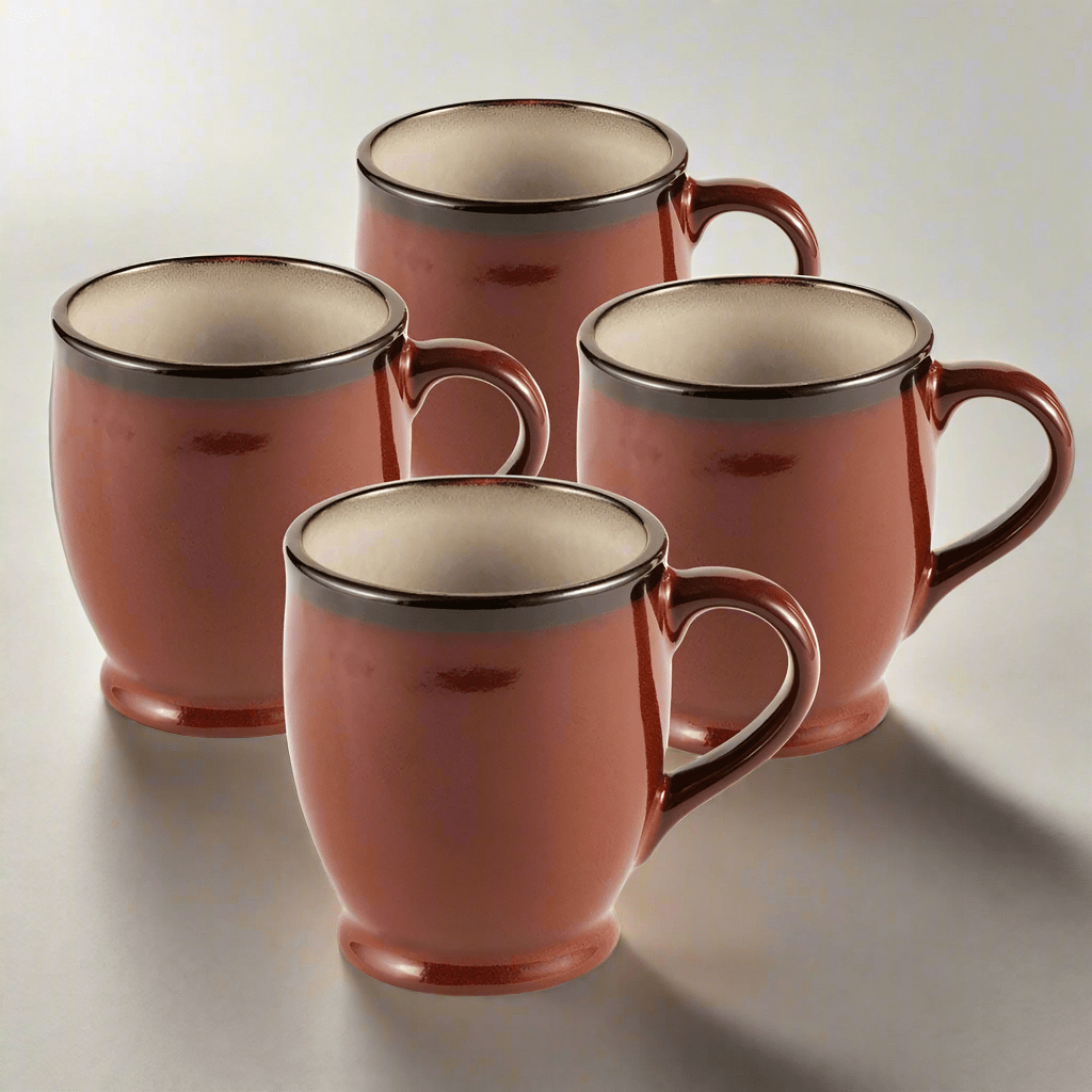Belmont set of 4 reactive glaze mugs showcasing unique colors and patterns.