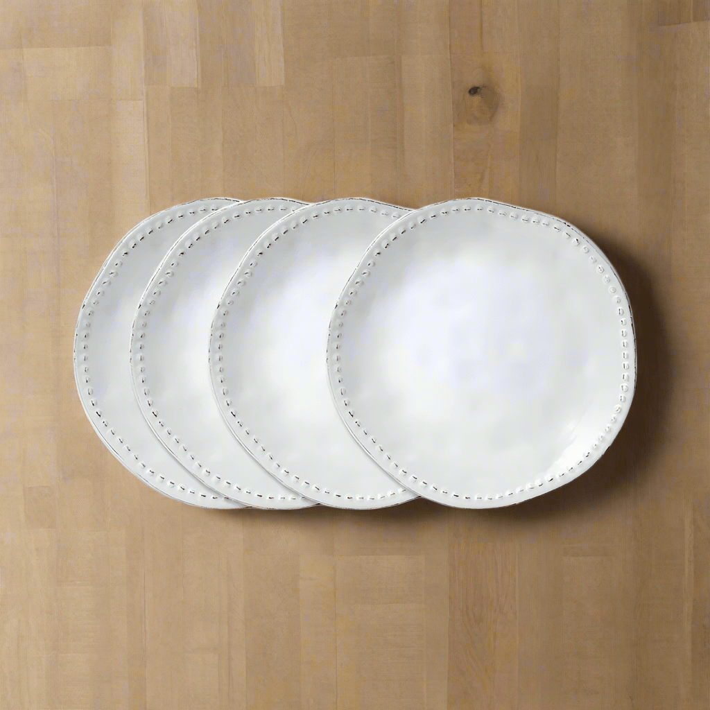 Canyon Bead salad plate showcasing a fresh garden salad on a wooden table.