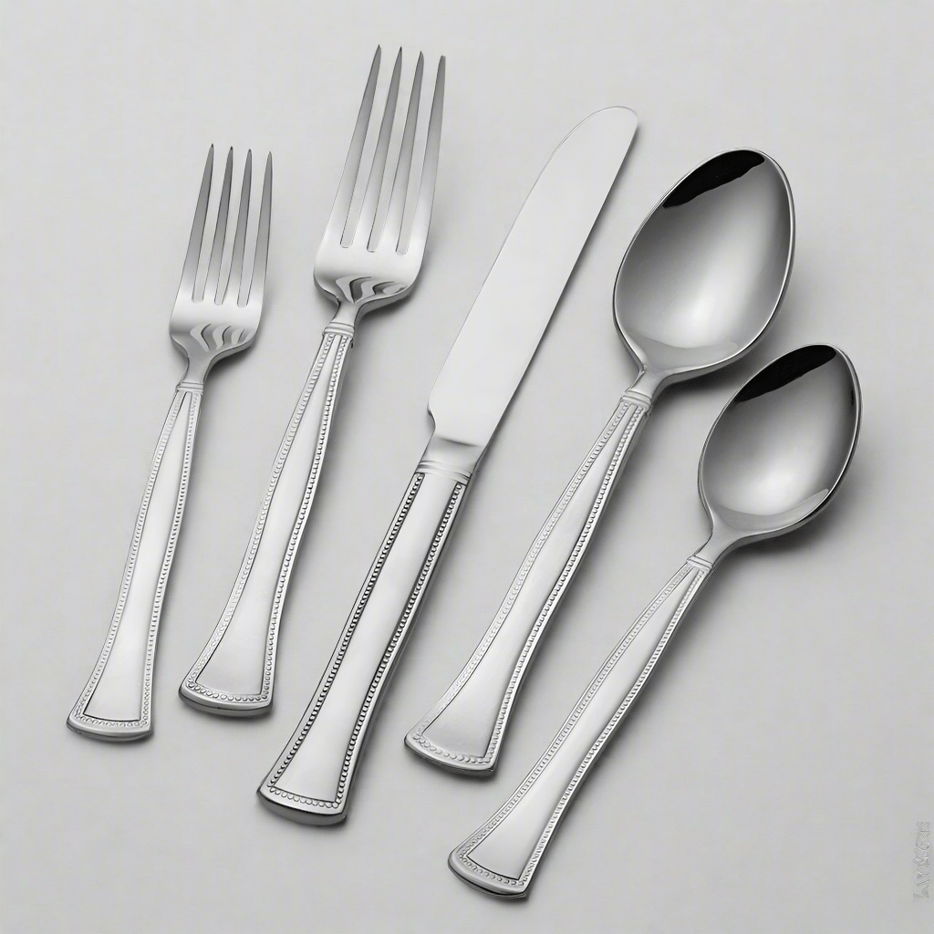 Chadwick Bead flatware set showing elegant bead design and stainless steel finish, ideal for table settings.