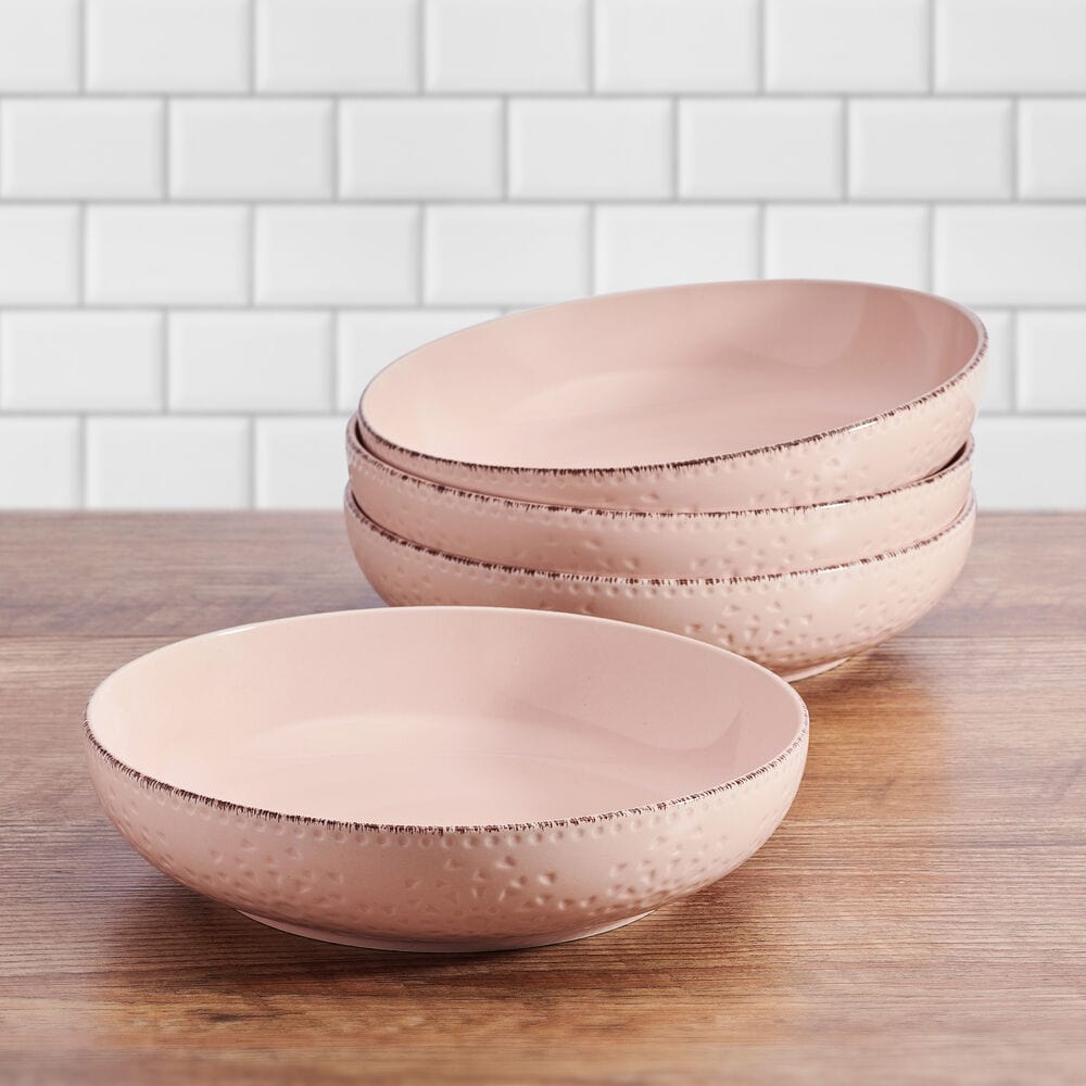 Chateau pink pasta bowl set with intricate lace pattern for elegant dining