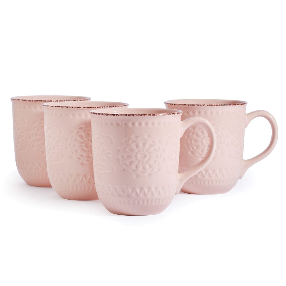 Chateau Pink mug set arranged on a modern table, highlighting its elegant dishware design.