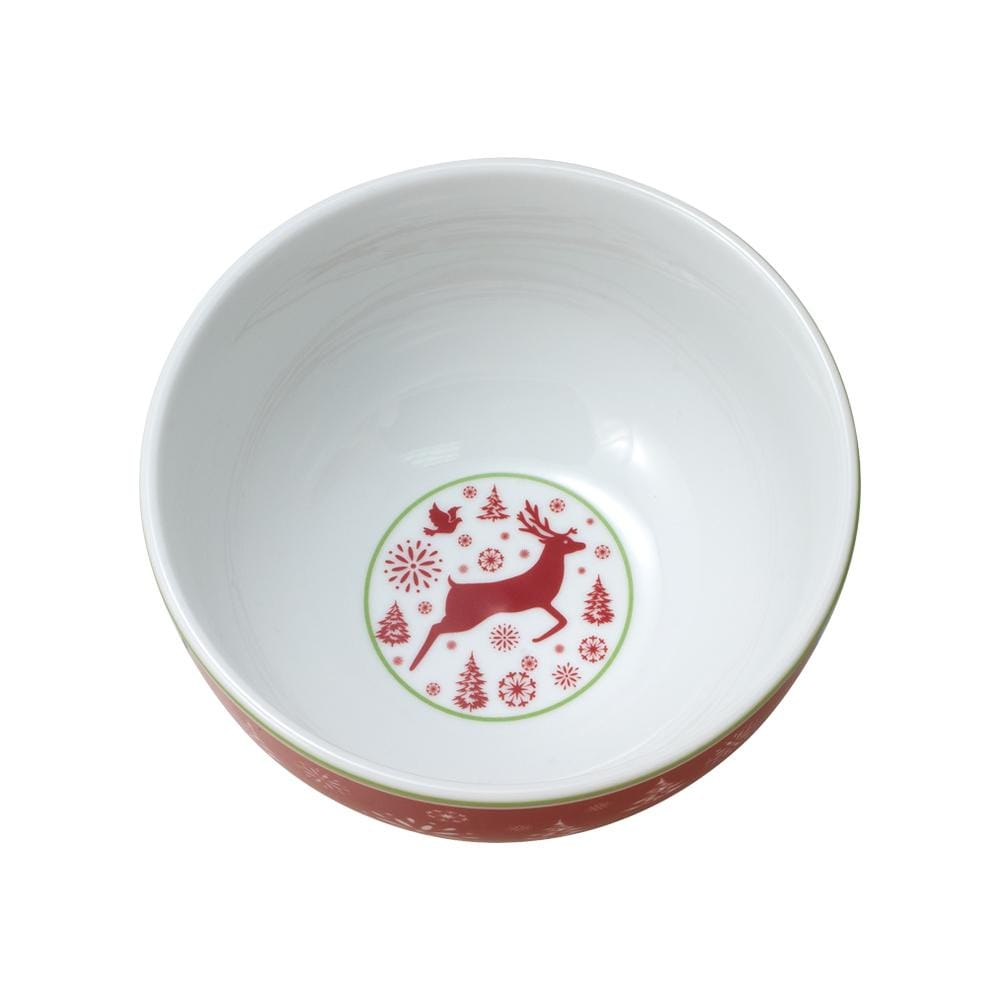 Cereal bowls with snowflake design and festive holiday decor