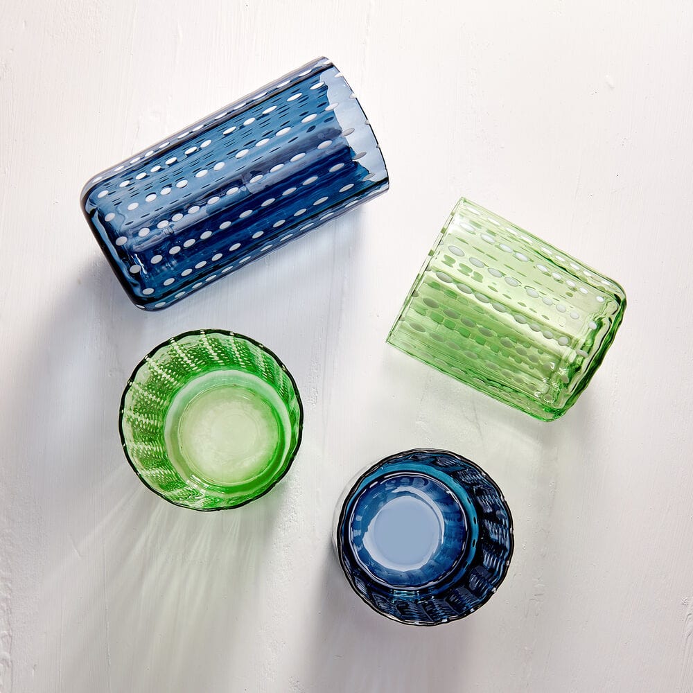 Seafoam green highball glass with dotted design, perfect for parties