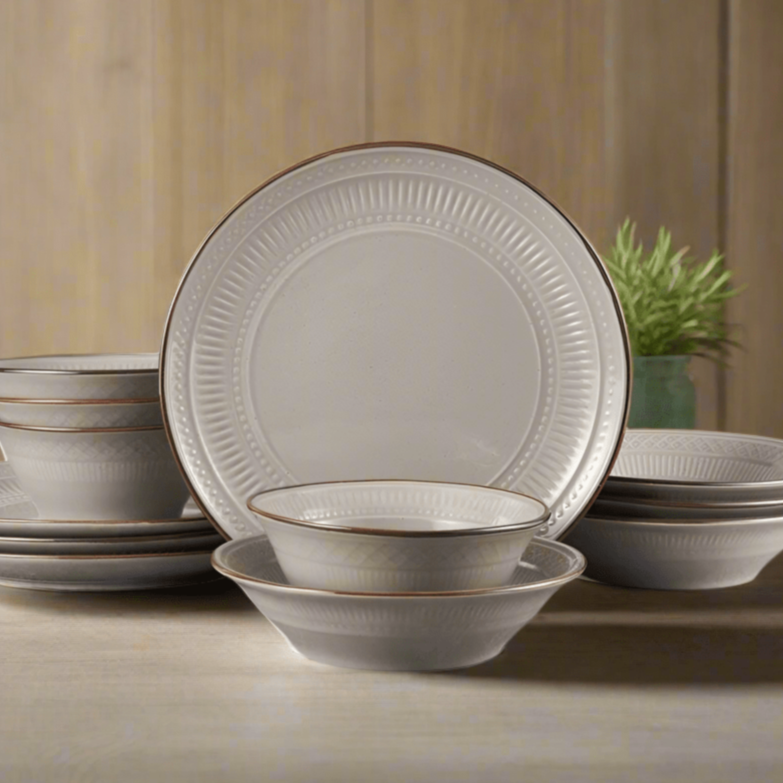 Easton stoneware dinnerware set showcasing unique speckled design.