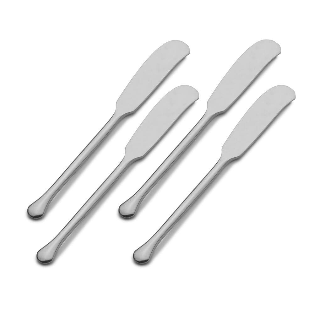 Dishwasher safe cheese spreaders displayed in a modern kitchen setting.