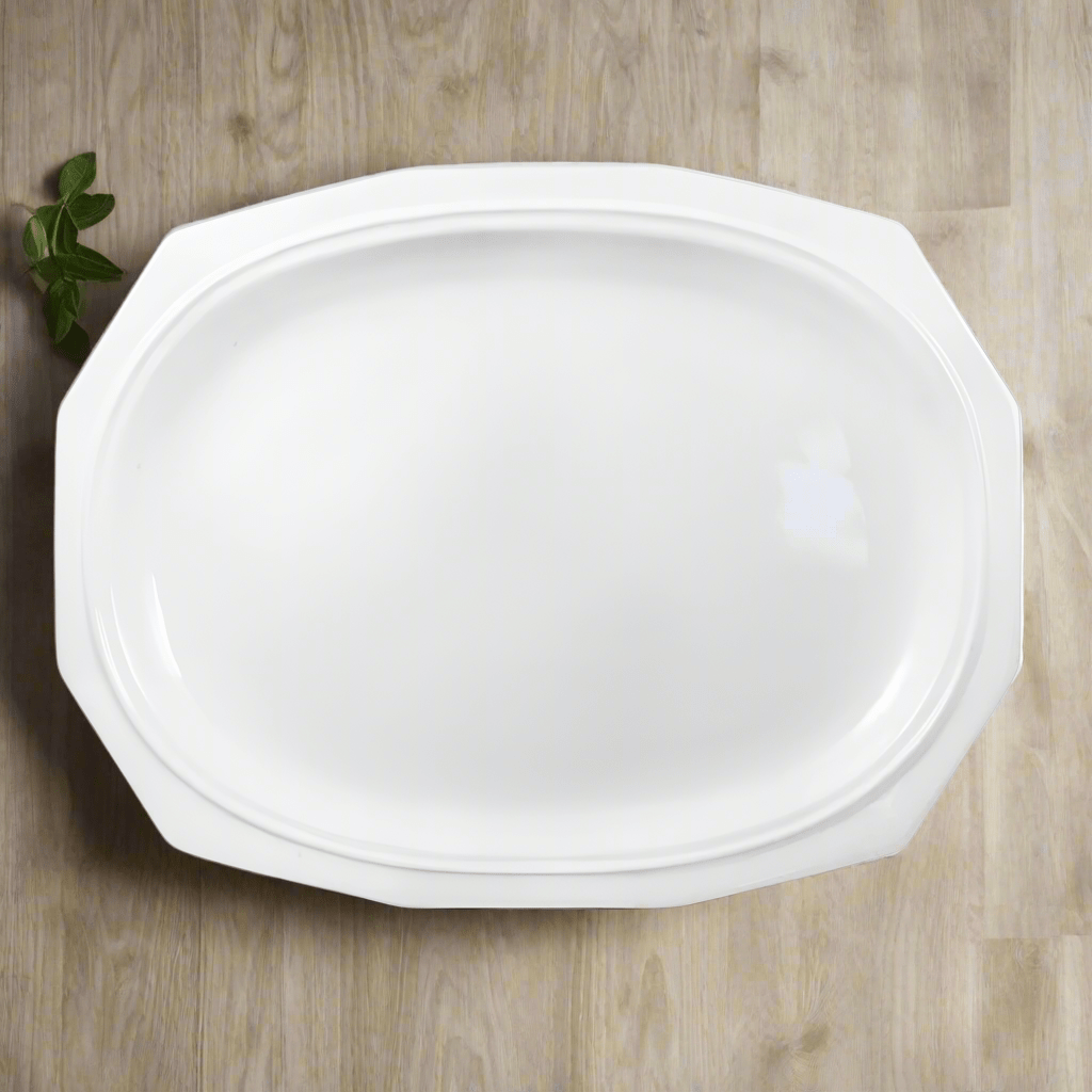 Close-up of Heritage oval serving platter with barbecue food