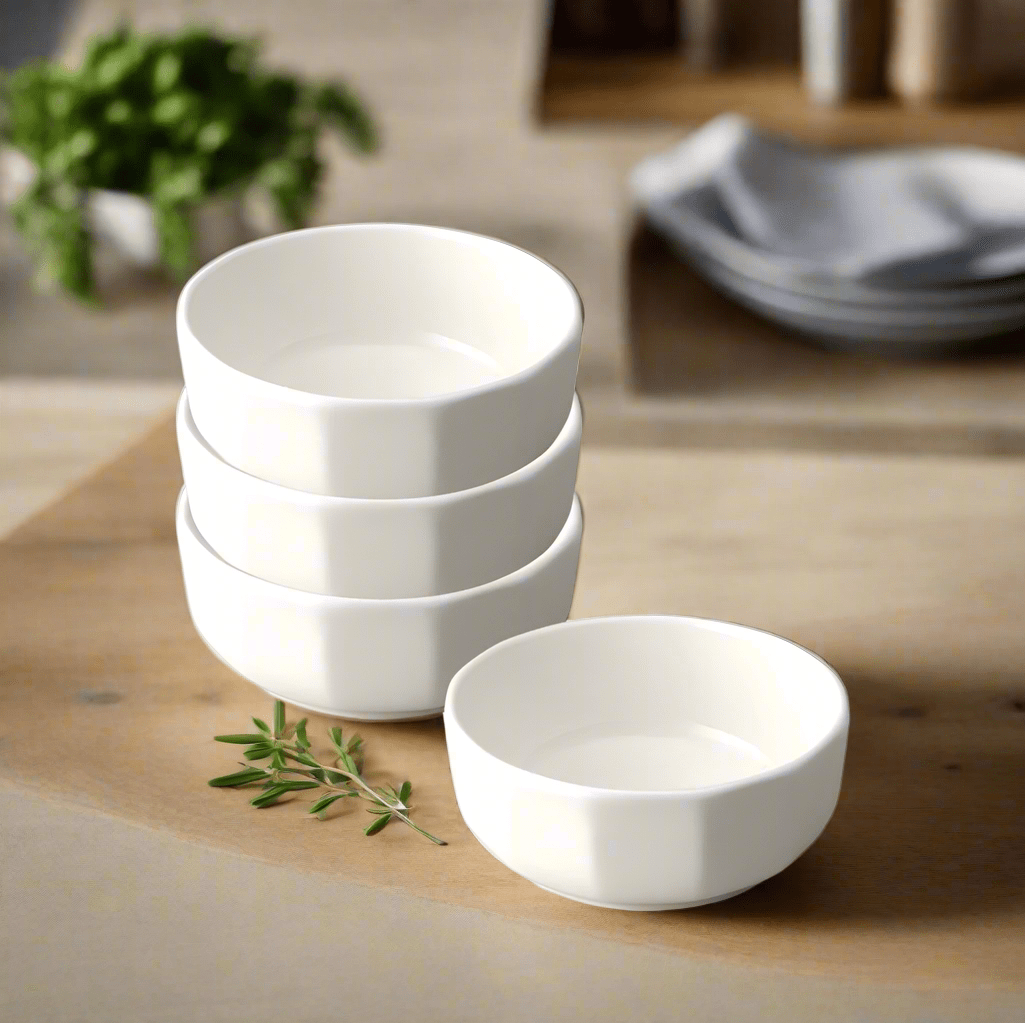 Large 20 oz ceramic soup and cereal bowls set on a kitchen table, ready to serve hot soup or breakfast cereal