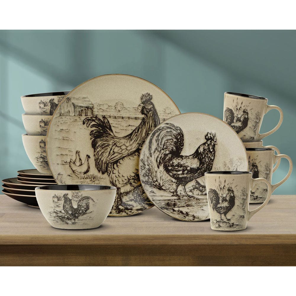 Family enjoying a meal with the 16-piece stoneware dinnerware set