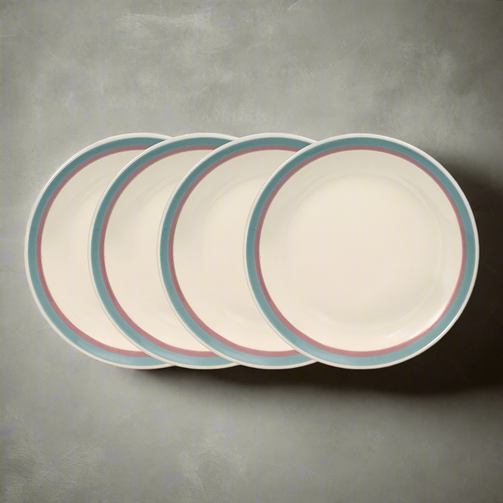 Elegant stoneware salad plates set with floral design for casual dining