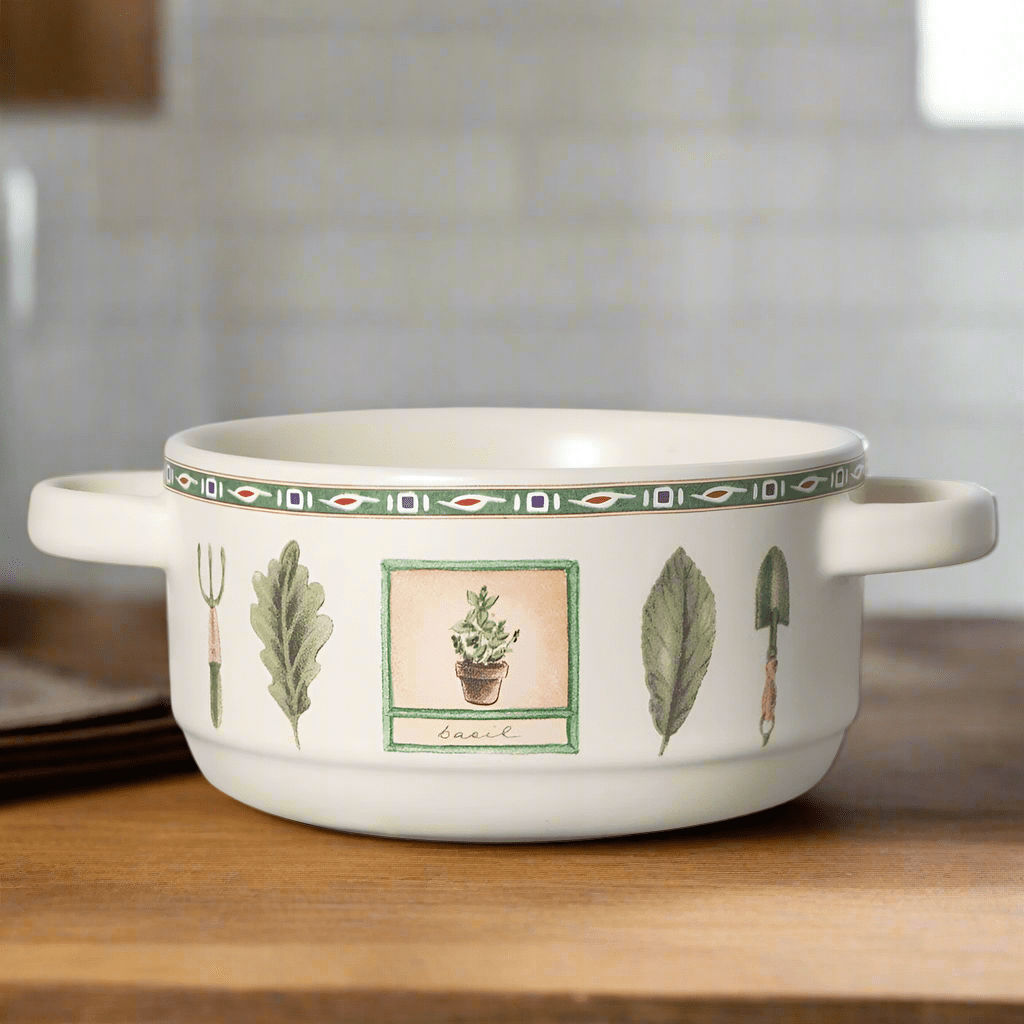 Naturewood double handled soup bowl showcasing its sturdy grip and elegant design.