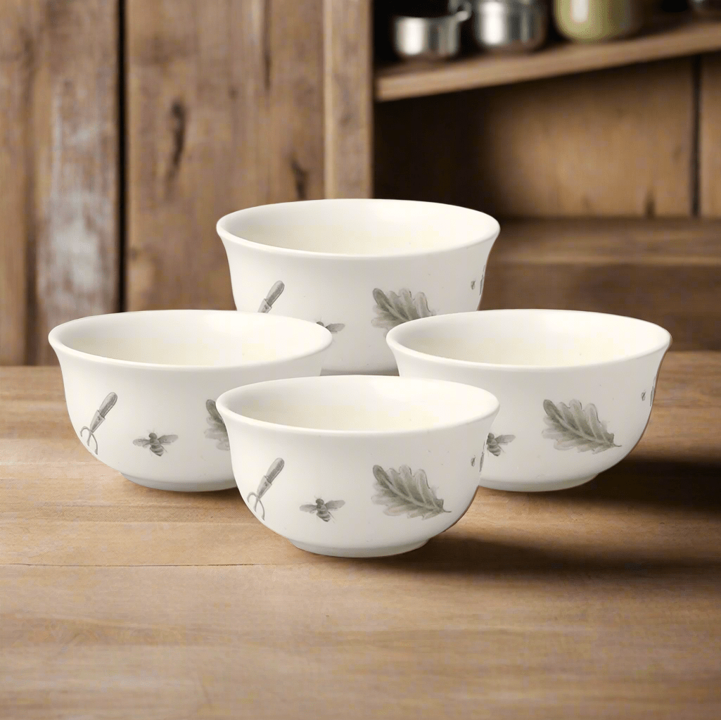 Naturewood stoneware dessert bowl from above, showcasing its elegant design.