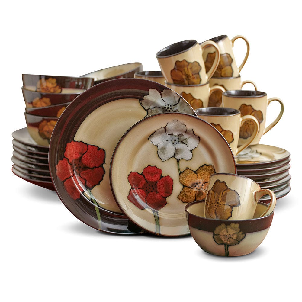 Family setting with service for 8 using the handcrafted stoneware dinnerware set