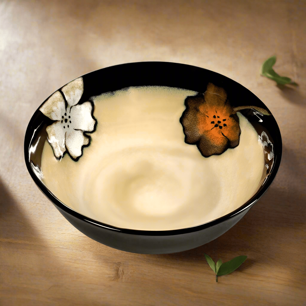 Vibrant Poppies oversized bowl showcasing unique reactive glaze patterns