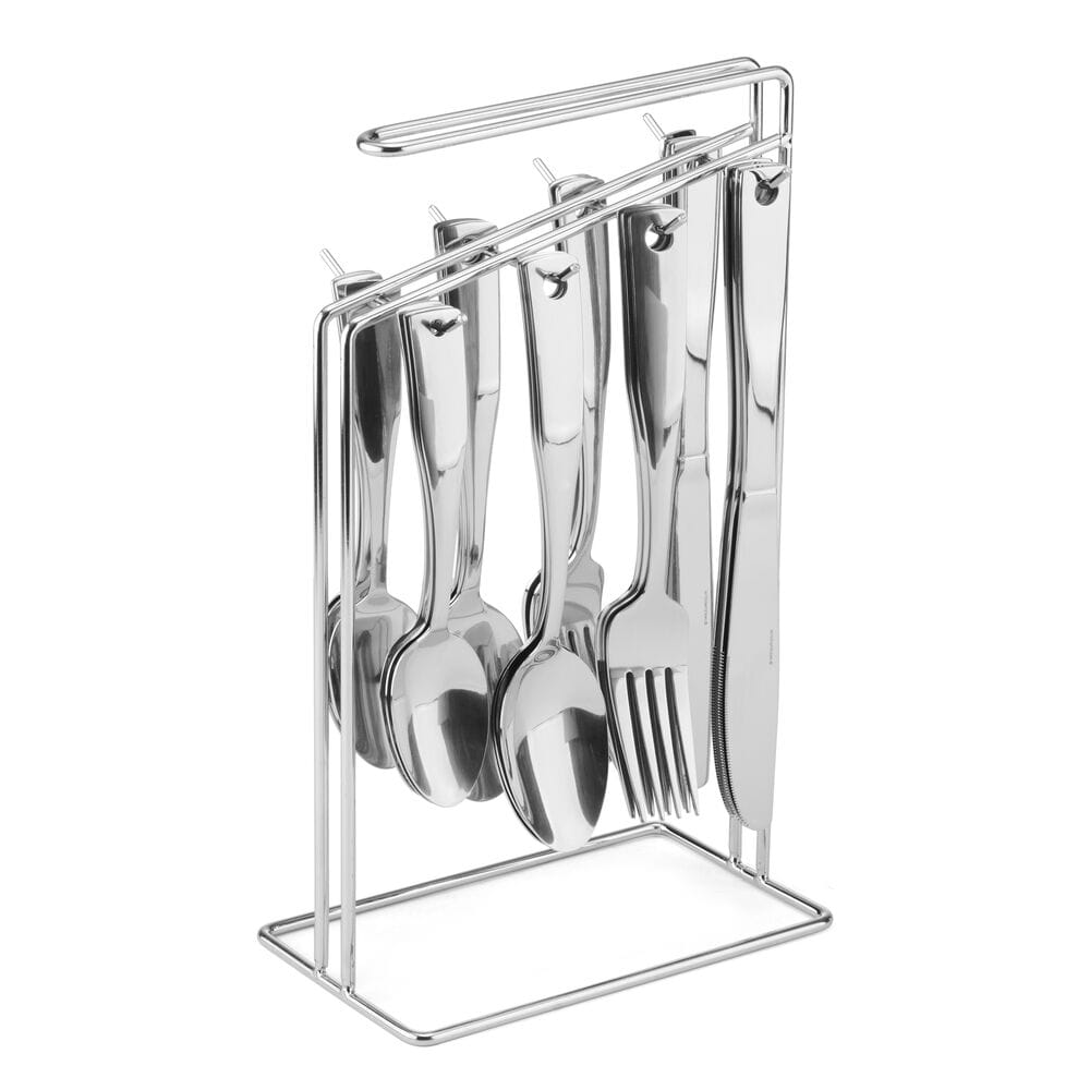 Close-up of the sleek handles and hanging holes for easy storage