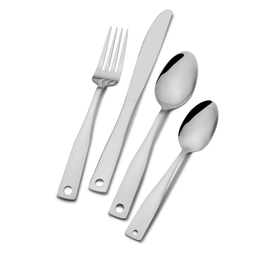 Flatware set with wire caddy, ideal for casual and everyday use