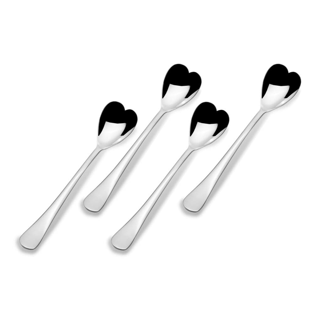 Charming heart-shaped ice cream spoons next to a bowl of ice cream.