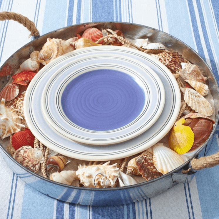 Rio Stoneware Salad Plate from above, showcasing its elegant design and 8.5-inch size.