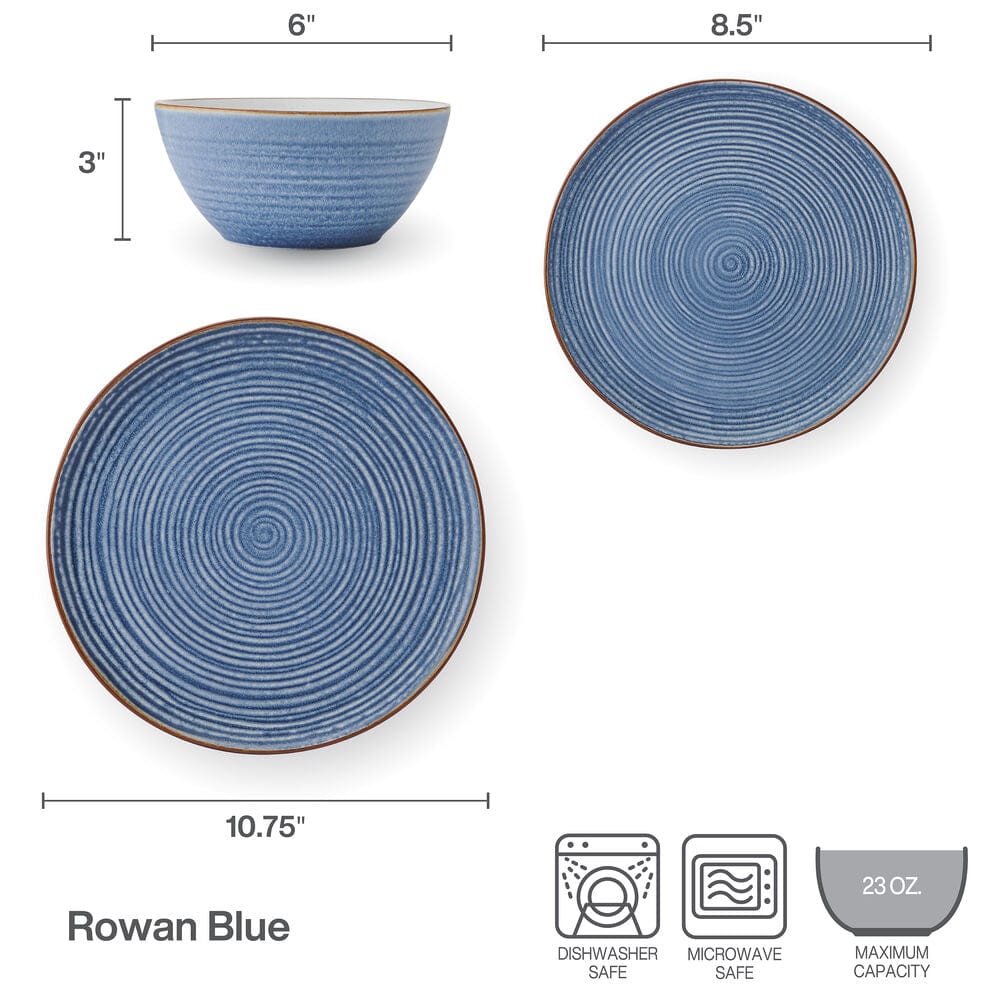 All-purpose bowls in the Rowan Blue set, showcasing their vibrant color and elegant design