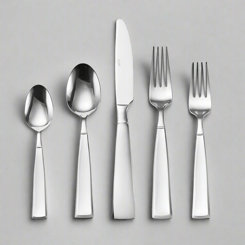 Satin Balance flatware set showcasing brushed stainless steel finish on table