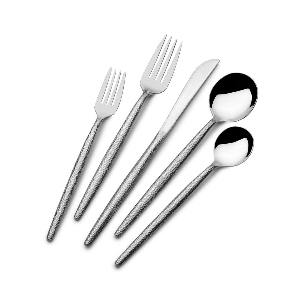 Close-up of Shea flatwares sleek design, showcasing its elegant curves and clean lines.