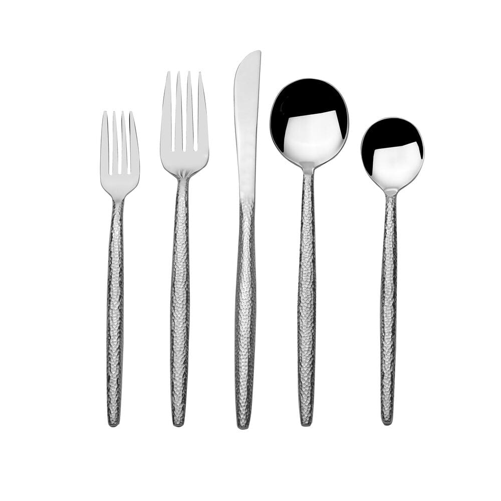 Shea flatware set arranged for a casual dinner, demonstrating its versatility for any occasion.