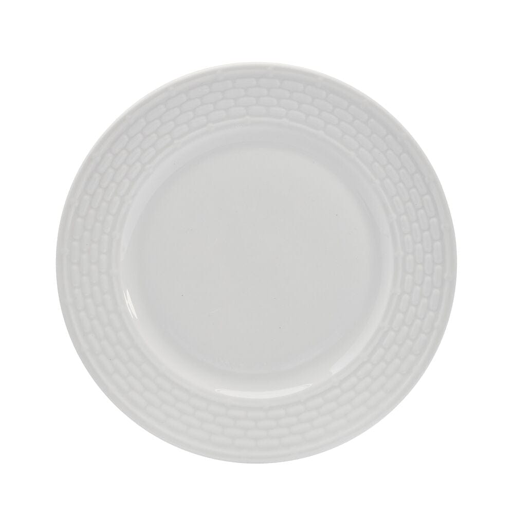 Microwave safe porcelain bowl filled with soup, showcasing everyday use of the Sonya dinnerware set