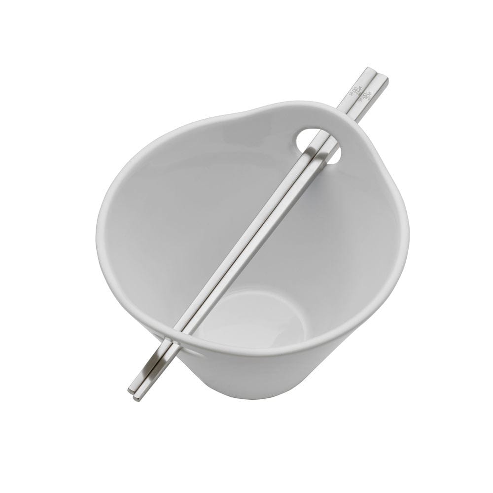 Studio Nova noodle bowl set showcasing contemporary angles and chopsticks for Asian dishes.