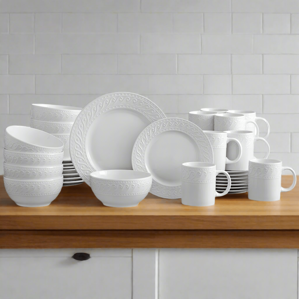 Elegant Sylvia dinnerware set displayed on a modern dining table