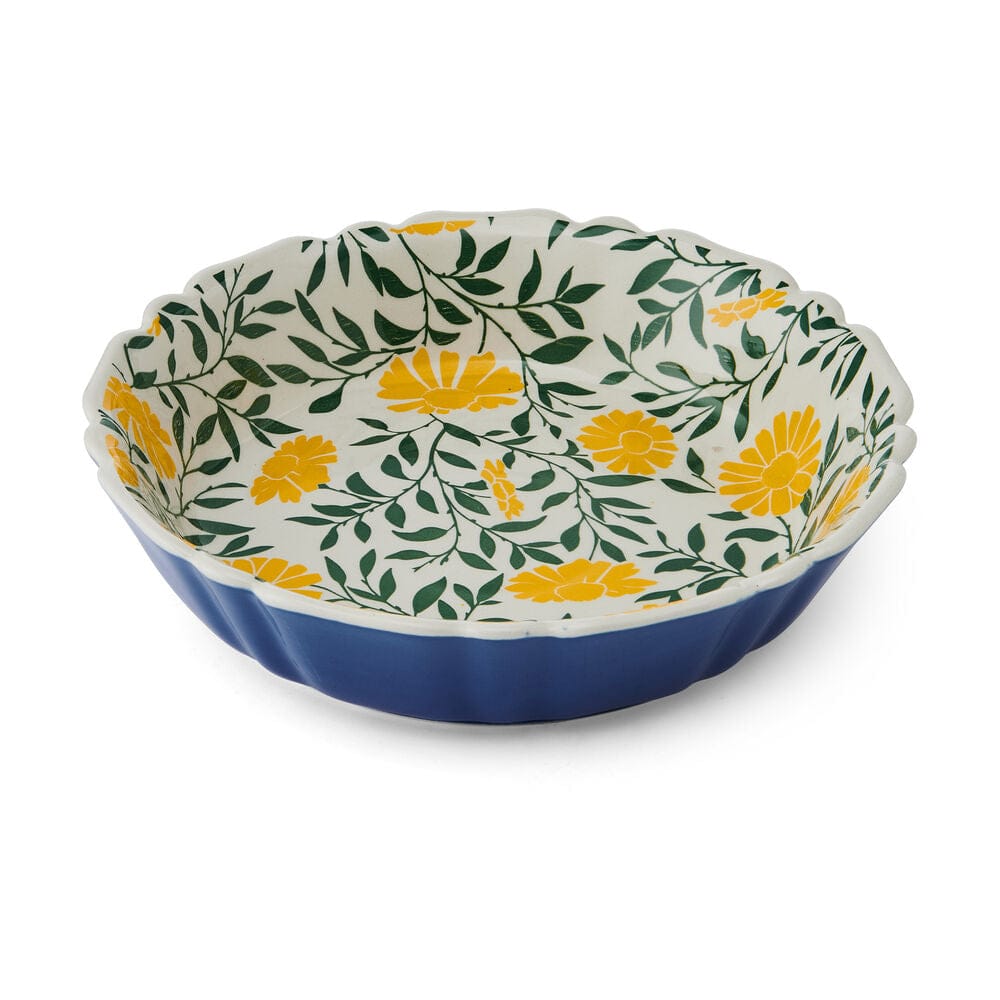 Close-up of stoneware bowls from the Vibrant Floral Dinnerware Set, highlighting the intricate floral patterns.