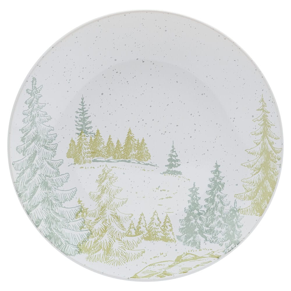 Close-up of the unique speckle glaze on Rustic Retreat stoneware dishes, highlighting the individual variations in each piece.