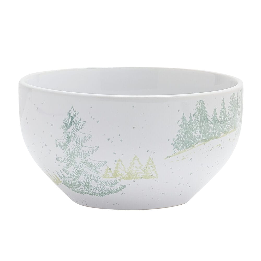 All-purpose bowl from the Rustic Retreat dinnerware set filled with salad, showcasing its microwave-safe feature.