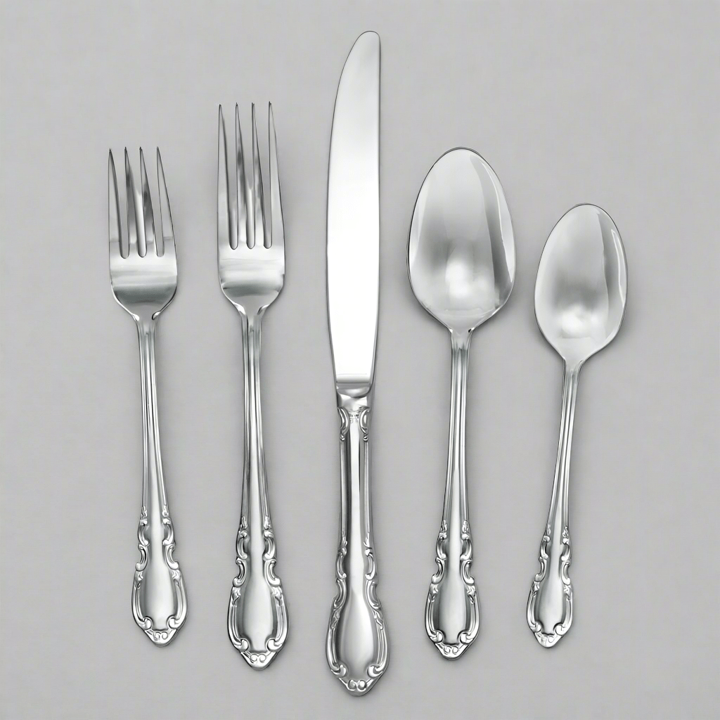 Elegant Vienna 20 Piece Flatware Set on a dining table, showcasing its intricate design.