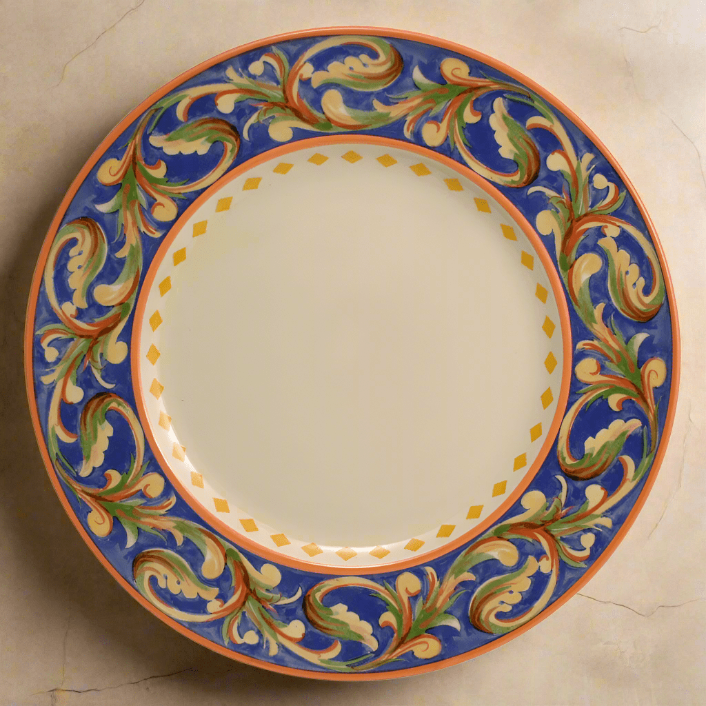 Close-up of Luna stoneware dinner plate showcasing its elegant design for family gatherings.