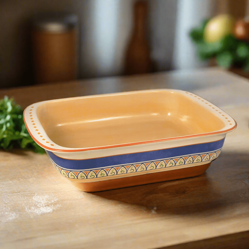 Large capacity rectangular lasagna baker in oven, showing even heat distribution