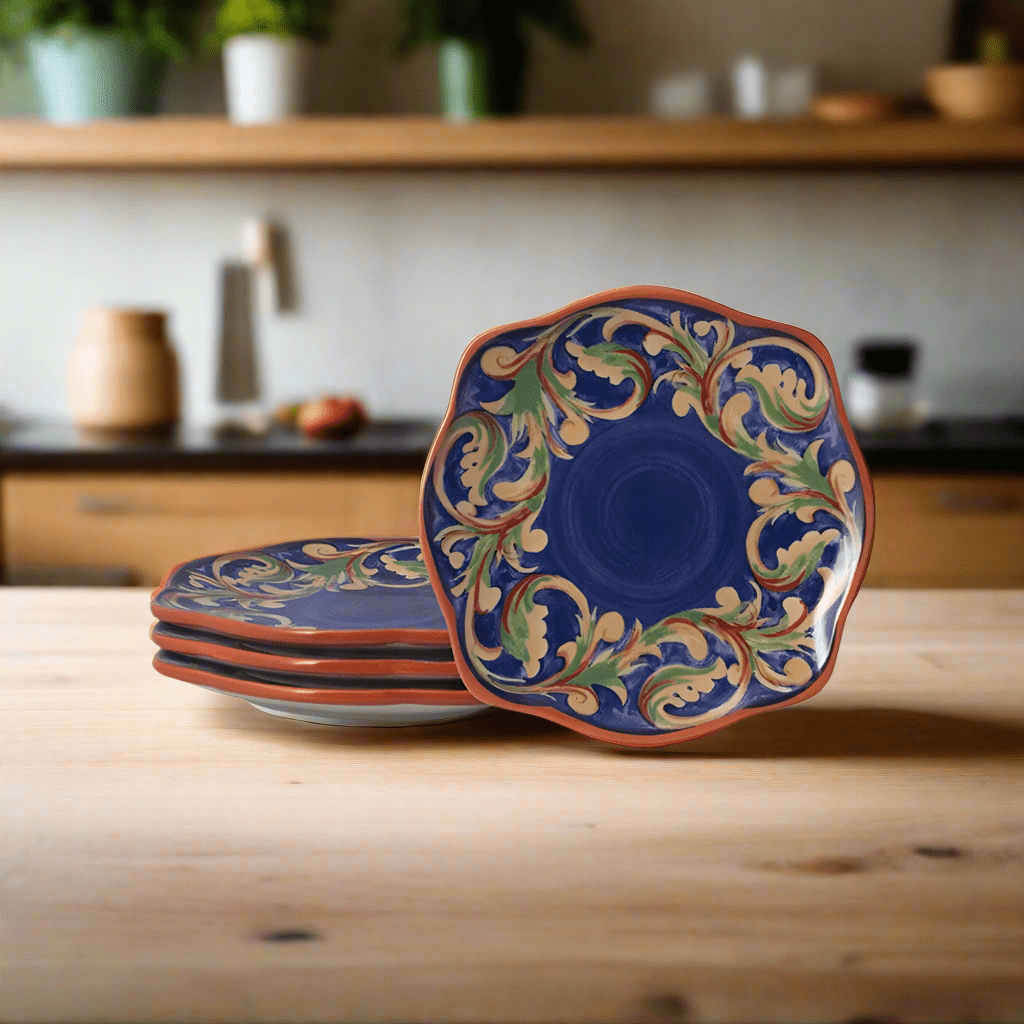 Luna stoneware appetizer plates set displayed with appetizers