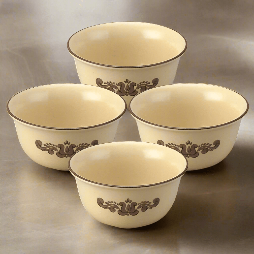 Deep stoneware soup and cereal bowls with high sides for soup and cereal servings