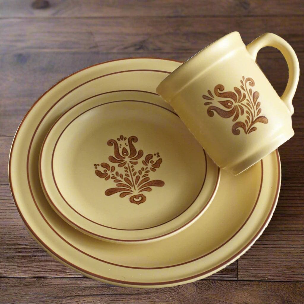 Close-up of salad plate and mug from the stoneware dinnerware set