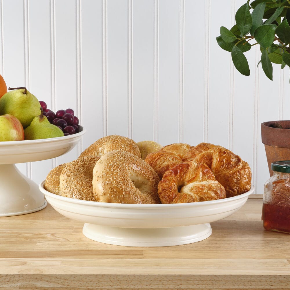Close-up of white metal Lazy Susan with smooth rotation in a dining setting