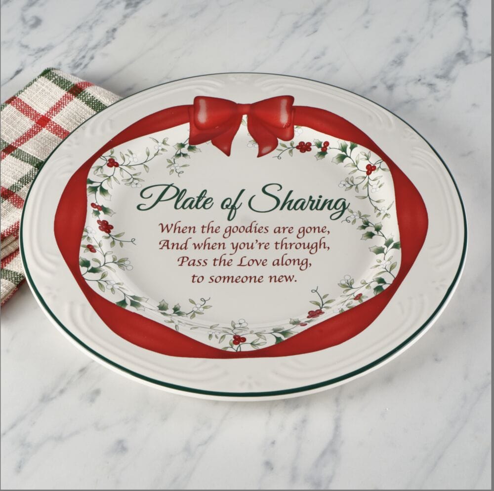 Winterberry Ribbon Sharing Plate with holiday desserts